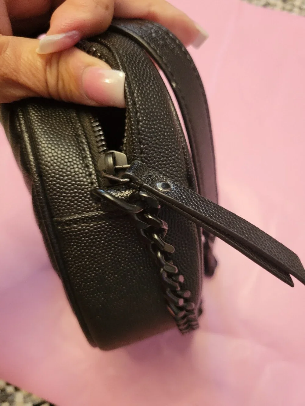 Black Quilted Round Crossbody Bag